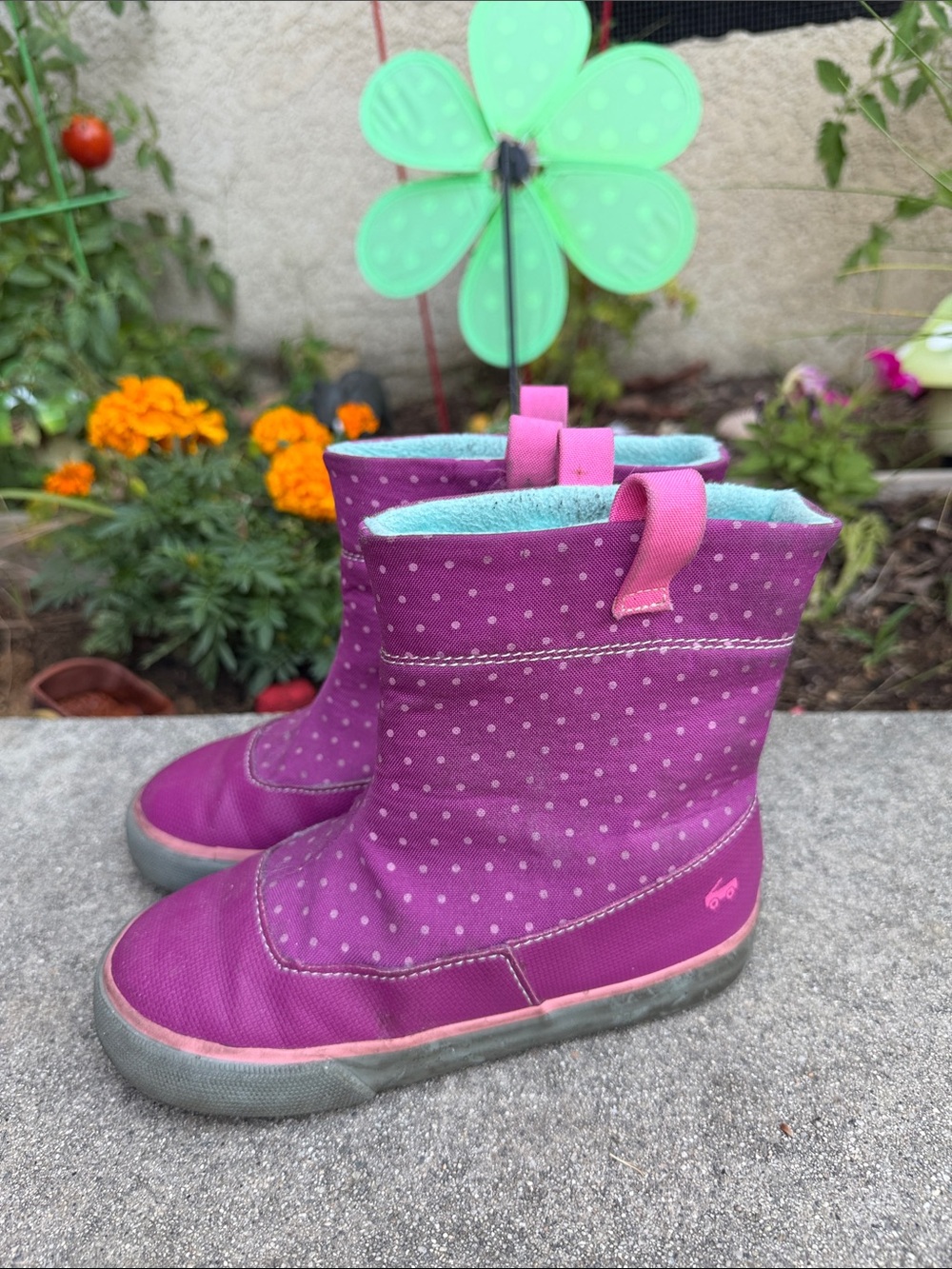 See Kai Run Girls' Purple Polka Dot Winter Boots with Pink Accents